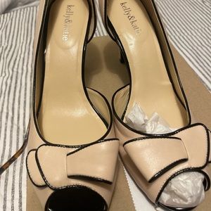 Need foot surgery. Reposhing @york396 cream/black open toe pumps. Price solid.